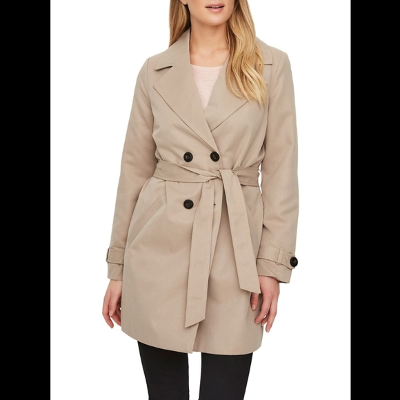 NWT Vero Moda Berta Double-Breasted Trench Coat Jacket XS - Picture 1 of 15